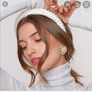 Lele Sadoughi Ivory Padded Pearl Headband NWOT
